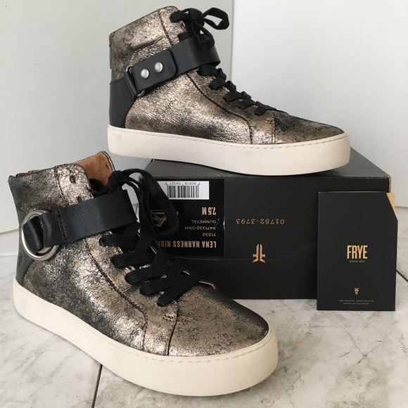 frye gold sneakers